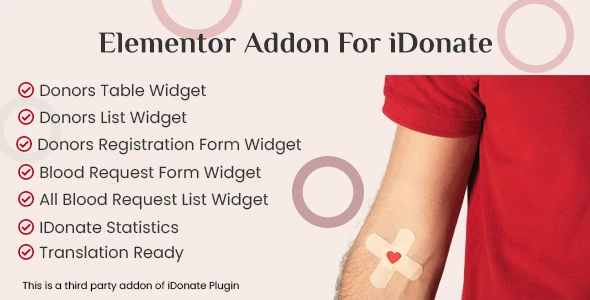 Elementor Addon for IDonatePro – Blood Donation, Request And Donor Management