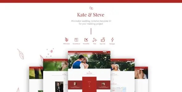 Kate & Steve – Wedding Invitation Elementor Template Kit